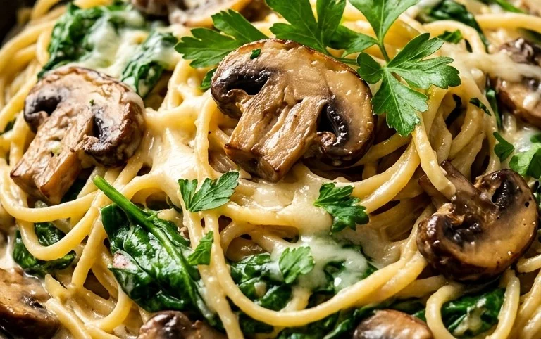 Parmesan Spinach Mushroom Pasta Skillet