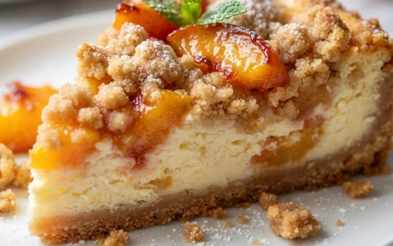 Peach Cream Cheese Cake with Streusel Topping