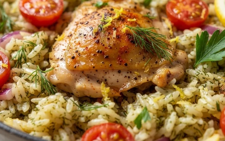 Greek Chicken and Lemon Rice (30 Minutes, One-Pot)