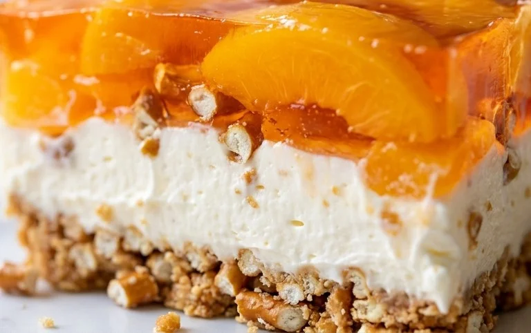 Peach Pretzel Salad Dessert