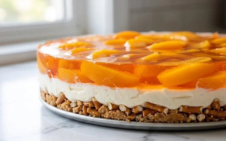 Peach Pretzel Salad Dessert