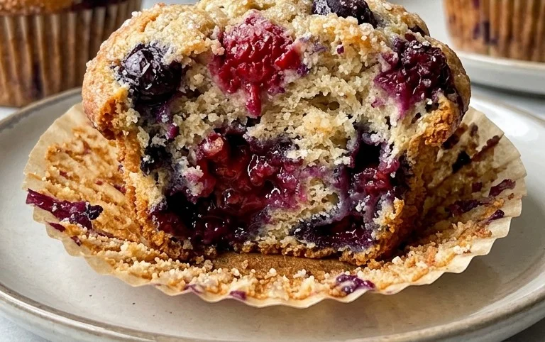 Bakery Style Mixed Berry Muffins | with Frozen Berries