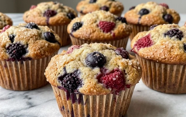 Bakery Style Mixed Berry Muffins | with Frozen Berries