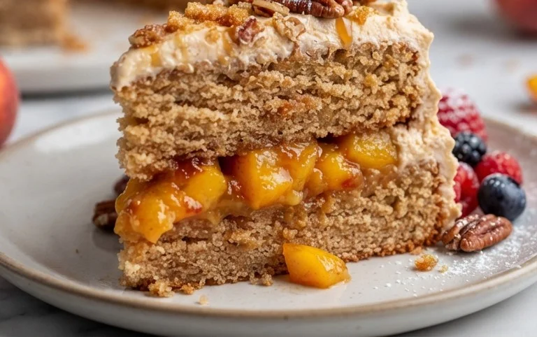 Brown Sugar Layer Cake with Peach Filling