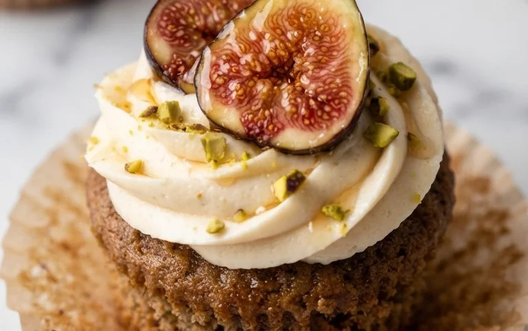 Fig Cupcakes with Honey Cream Cheese Frosting