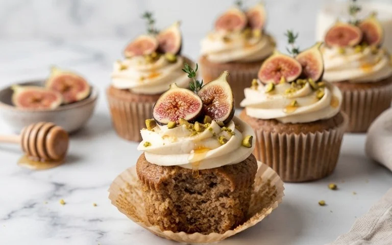 Fig Cupcakes with Honey Cream Cheese Frosting