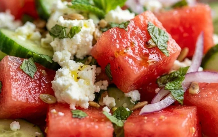 Watermelon Salad with Cucumber and Feta