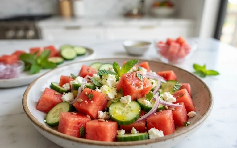 Watermelon Salad with Cucumber and Feta