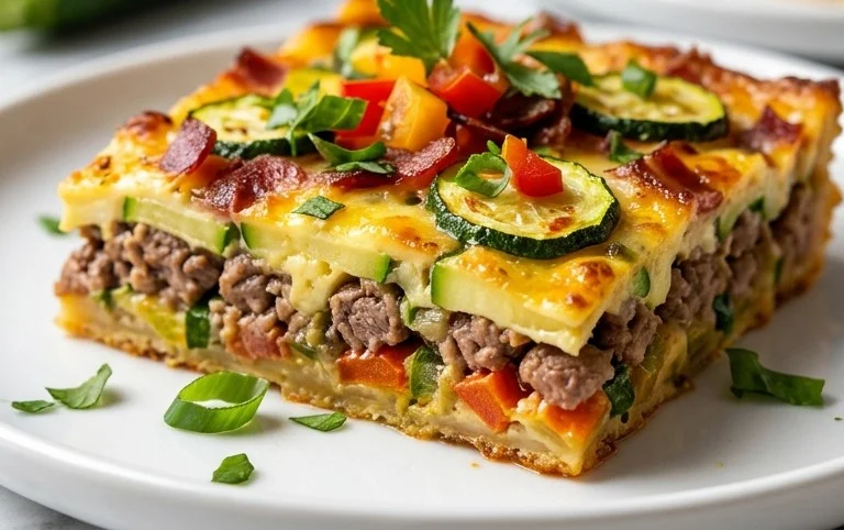 Zucchini and Beef Bacon Slice
