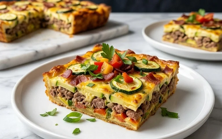 Zucchini and Beef Bacon Slice